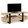 Image de Meuble télé noir et bois 140 cm avec 3 tiroirs