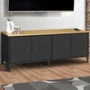 Image de Buffet bas style industriel 4 portes métal noir et plateau bois 140 cm
