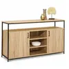 Image de Buffet 140 cm DETROIT 2 portes et 3 étagères design industriel