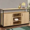Image de Buffet 2 portes industriel avec 3 étagères 140 cm