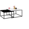 Image de Lot de 2 tables basses gigognes ALASKA carrées 60/70 effet marbre et noir pieds métal