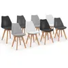 Image de Chaises scandinaves 4 couleurs : blanc x2, gris clair x2, gris foncé x2 et noir x2