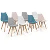Image de Lot de 8 chaise de bureau en bois non empilable non pliable interieur H. 79.5 cm bleu