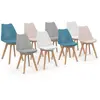 Image de Chaises scandinaves 4 couleurs : pastel rose x2, blanc x2, gris clair x2 et bleu x2