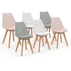 Image de Chaises scandinaves rose pastel, gris, blanc avec coussin