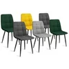 Image de Lot de 6 chaises MILA en velours mix color vert x2, gris foncé x2, gris clair, jaune