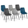 Image de Lot de 6 chaises en velours mix color bleu et gris matelassées