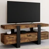 Image de Meuble TV bois effet vieilli et noir avec tiroirs
