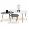 Image de Lot de 3 tables basses gigognes GAIA laquées blanc gris scandinave