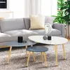 Image de Lot de 3 tables gigognes scandinaves laquées blanc et gris