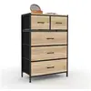 Image de Chiffonnier 5 tiroirs en tissu UTAH 60x30x90 cm commode semainier design industriel