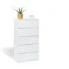 Image de Chiffonnier 5 tiroirs TOMI 60 cm commode semainier bois blanc