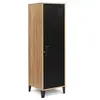 Image de Armoire vestiaire ESTER 1 porte métal noir et contour bois design industriel