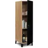 Image de Armoire vestiaire bois et porte métallique noir design industriel