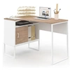 Image de Bureau d'angle ROB blanc et façon hêtre niche de rangement et porte design industriel