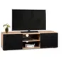Image de Meuble TV 113 cm ELI bois façon hêtre portes noires