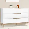 Image de Commode scandinave 6 tiroirs blanche avec pieds en bois