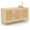 Image de Buffet bas vintage 113 cm ELIN 3 portes effet naturel cannage
