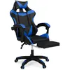 Image de Fauteuil gamer réglable et inclinable avec repose-pied et coussins noir et bleu