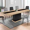 Image de Table à manger extensible bois et bande centrale noire 6-10 personnes