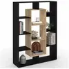 Image de Etagère bibliothèque COLETTE avec 11 compartiments noir et effet bois 143 cm