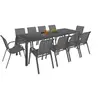 Image de Salon de jardin MADRID table 240 CM et 10 chaises empilables gris anthracite