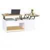 Image de Table basse 2 plateaux relevables ELEA avec coffre bois blanc et façon hêtre