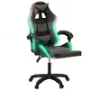 Image de Fauteuil de gaming LED LUC avec repose-pied, coussin de tête et support lombaire noir et gris