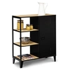Image de Buffet d'appoint 3 étagères et placard métal noir et plateau bois 70 cm ESTER design industriel