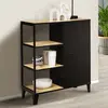 Image de Buffet vestiaire métallique noir et plateaux bois