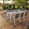 Image de Salon de jardin blanc et beige table 190 cm et 8 chaises empilables