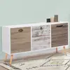 Image de Buffet bas scandinave 3 portes blanc effet vieilli