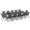 Image de Salon de jardin MADRID table extensible plateau gris 135-270 CM et 12 chaises empilables gris anthracite