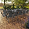 Image de Salon de jardin gris anthracite avec table extensible et 12 chaises