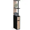 Image de Meuble WC étagère avec 2 portes noir et bois