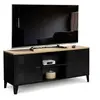 Image de Meuble TV 113 cm ESTER 2 portes métal noir et plateau bois design industriel