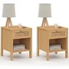 Image de Lot de 2 tables de chevet EDHEN 1 tiroir avec niche cannage et bois