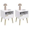 Image de Lot de 2 tables de chevet HELSINKI scandinaves 1 tiroir avec niche blanc