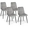 Image de Lot de 4 chaises MILA en velours gris clair pour salle à manger