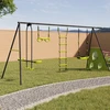 Image de Balançoire 4 portiques pour jardin avec panier de basket et but de foot