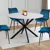 Image de Table à manger ronde effet marbre blanc 4-6 personnes