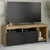 Image de Meuble TV bois et placard noir moderne
