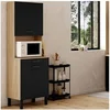 Image de Buffet de cuisine 60 CM CINA 2 portes + tiroir façon hêtre et noir