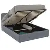 Image de Lit coffre 140x190 en metal matelas oreiller sommier tete de lit - 1 tiroir(s) gris
