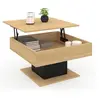 Image de Table basse plateau relevable EDEN carrée bois et noir