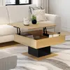 Image de Table basse carrée bois et noir avec plateau relevable