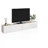 Image de Meuble TV 180 cm suspendu ELIO 2 portes bois et blanc