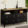 Image de Commode industrielle portes en métal noir avec 4 tiroirs
