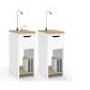 Image de Lot de 2 tables de chevet étroites ANOUK 1 tiroir avec niche blanc et bois