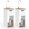 Image de Lot de tables de chevet blanc et bois